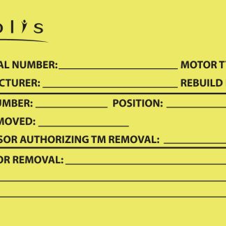 Traction Motor Removal Tags