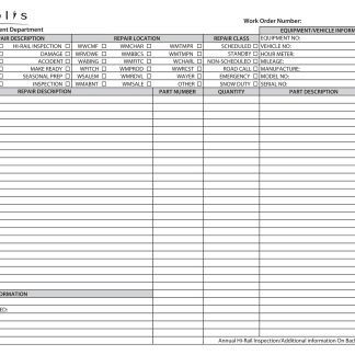 Equipment Work Order