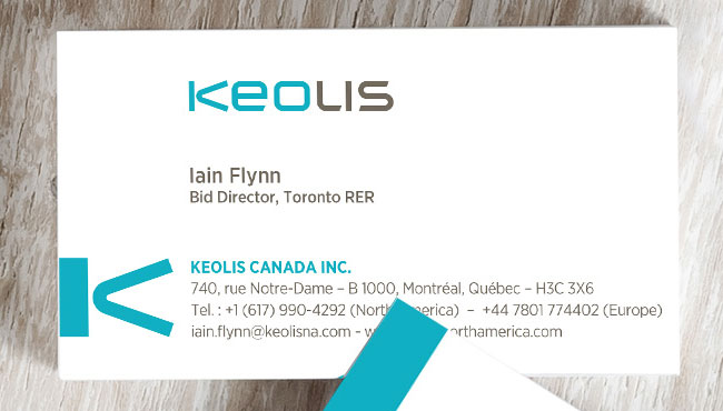 Keolis Canada Inc. Custom Business Card preview
