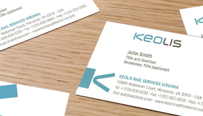 Virginia Keolis Rail Services Custom Business Card preview